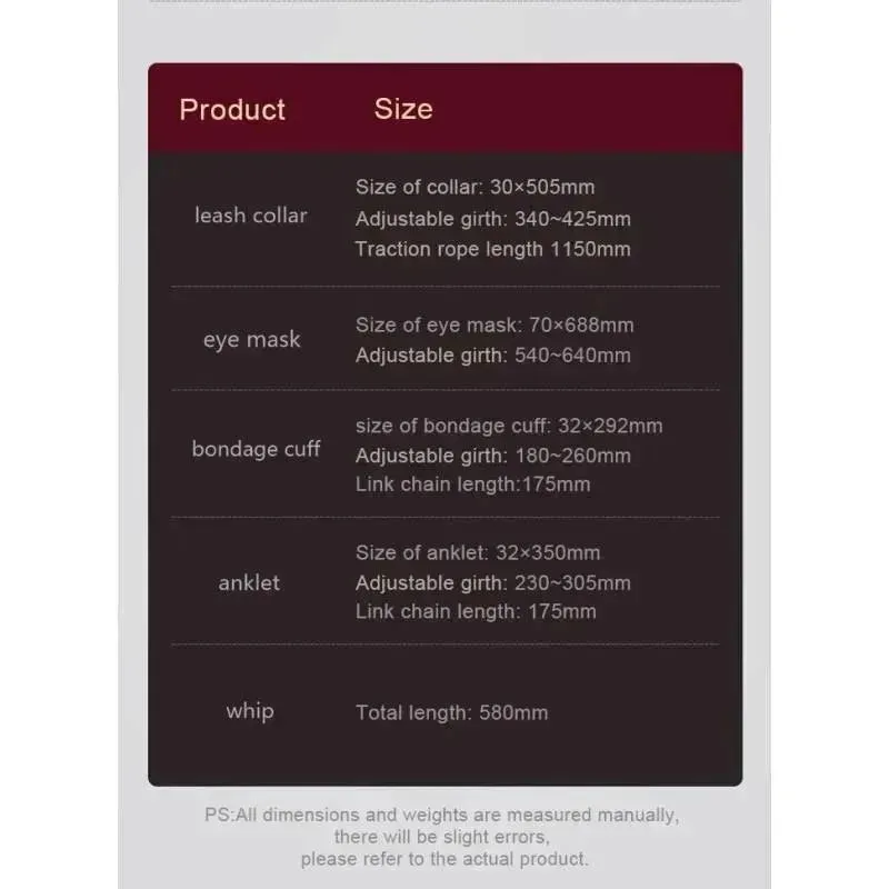 8 Pc Deluxe Bondage Play Kit Burgundy Gold