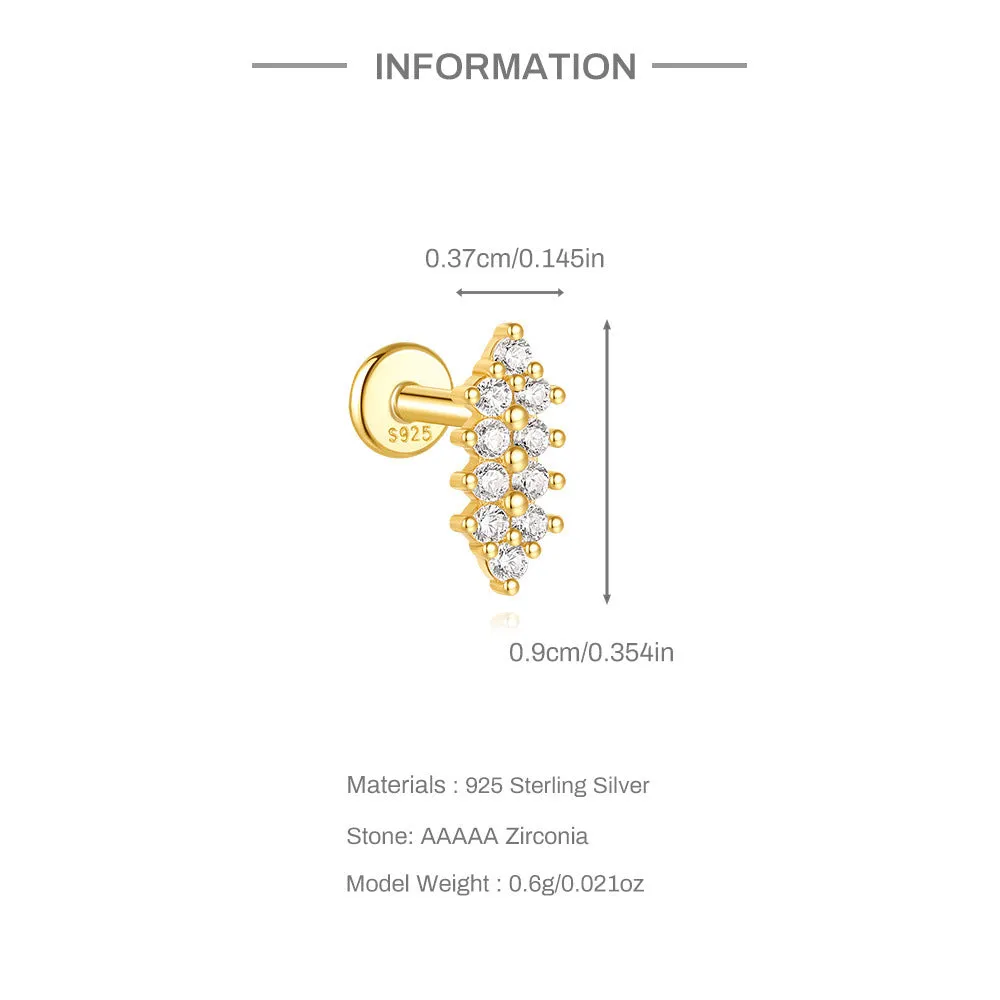 925 Silver Indicator Arrow Flat Back Earrings
