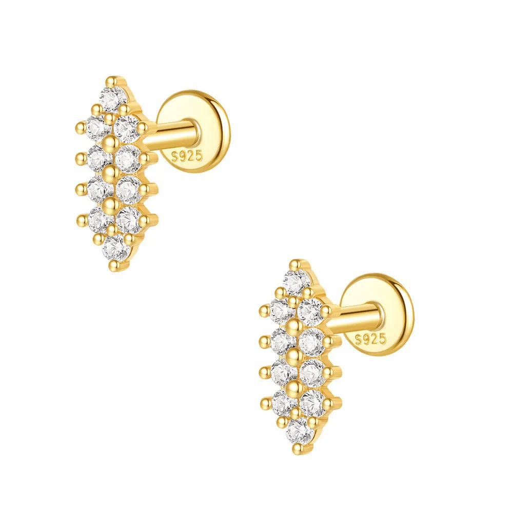 925 Silver Indicator Arrow Flat Back Earrings