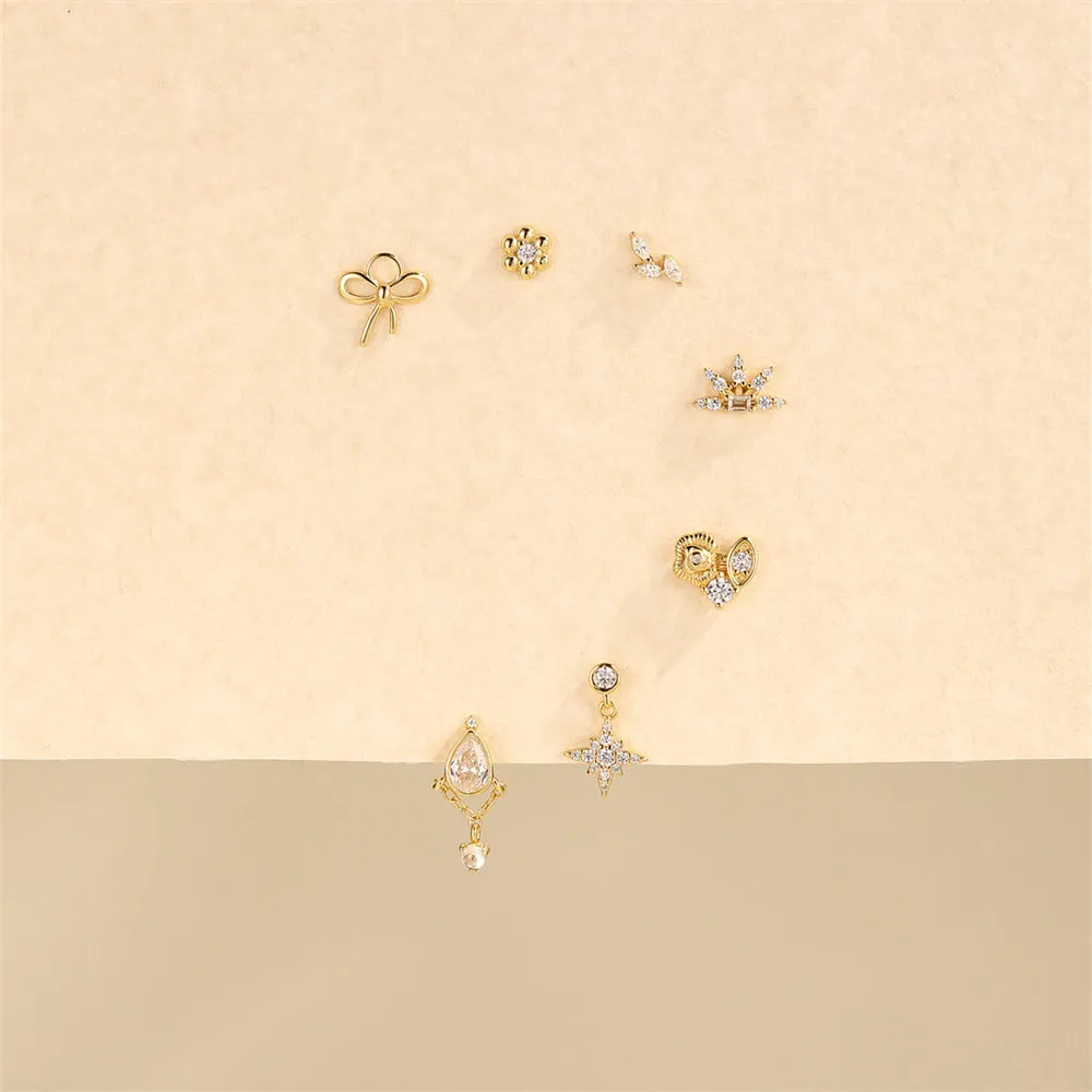 925 Silver Shining Star Flat Back Earrings
