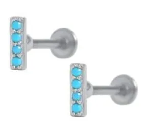 925 Silver Turquoise Flat Back Earrings