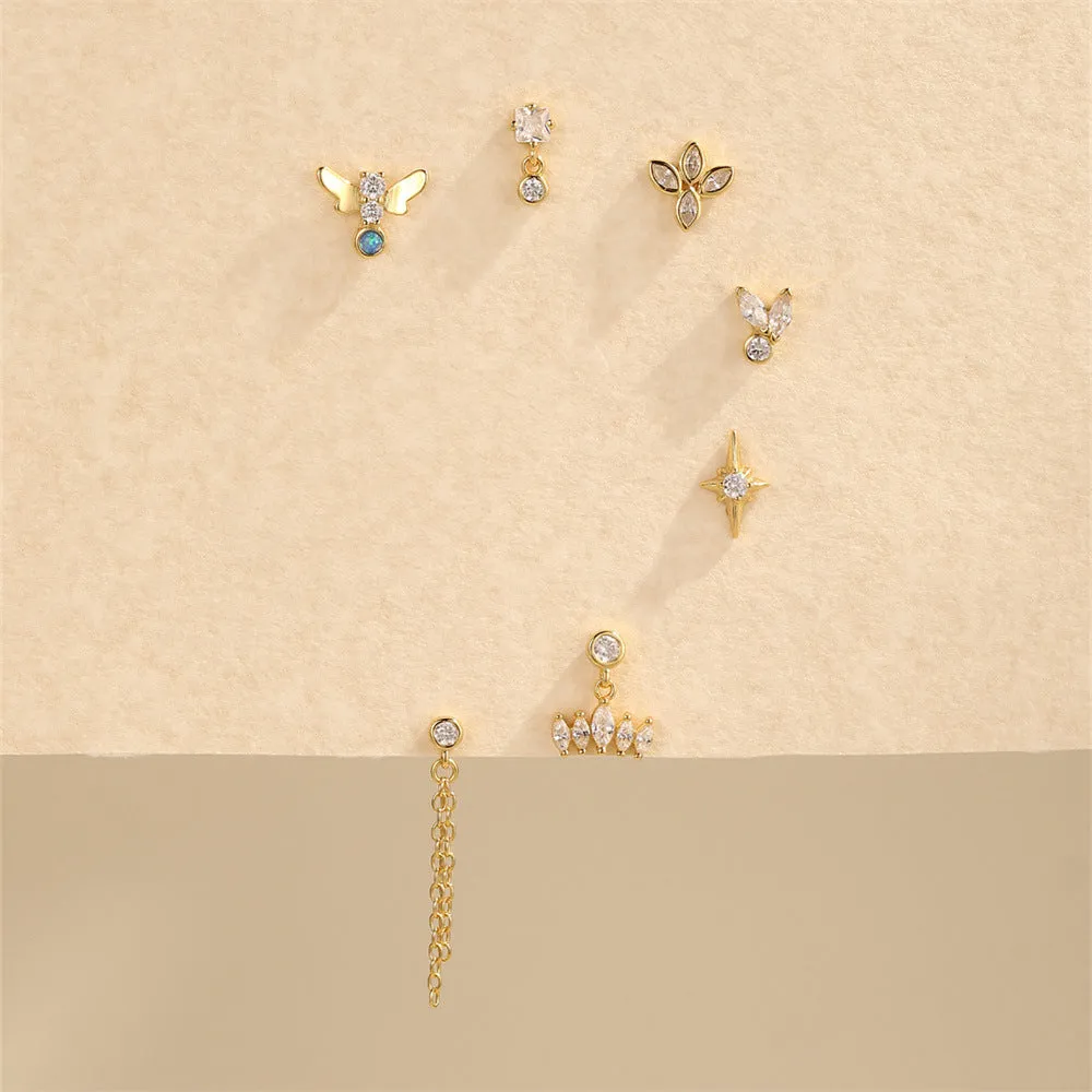 925 Silver Yellow Star CZ Diamond Flat Back Earrings