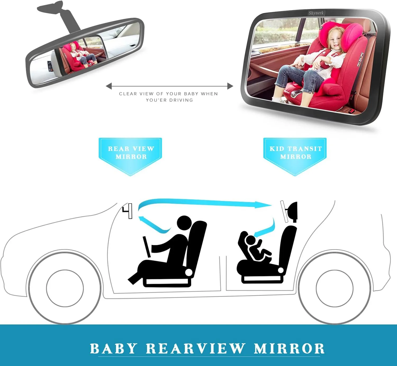 Adjustable Baby Rear-Facing Car Seat Mirror