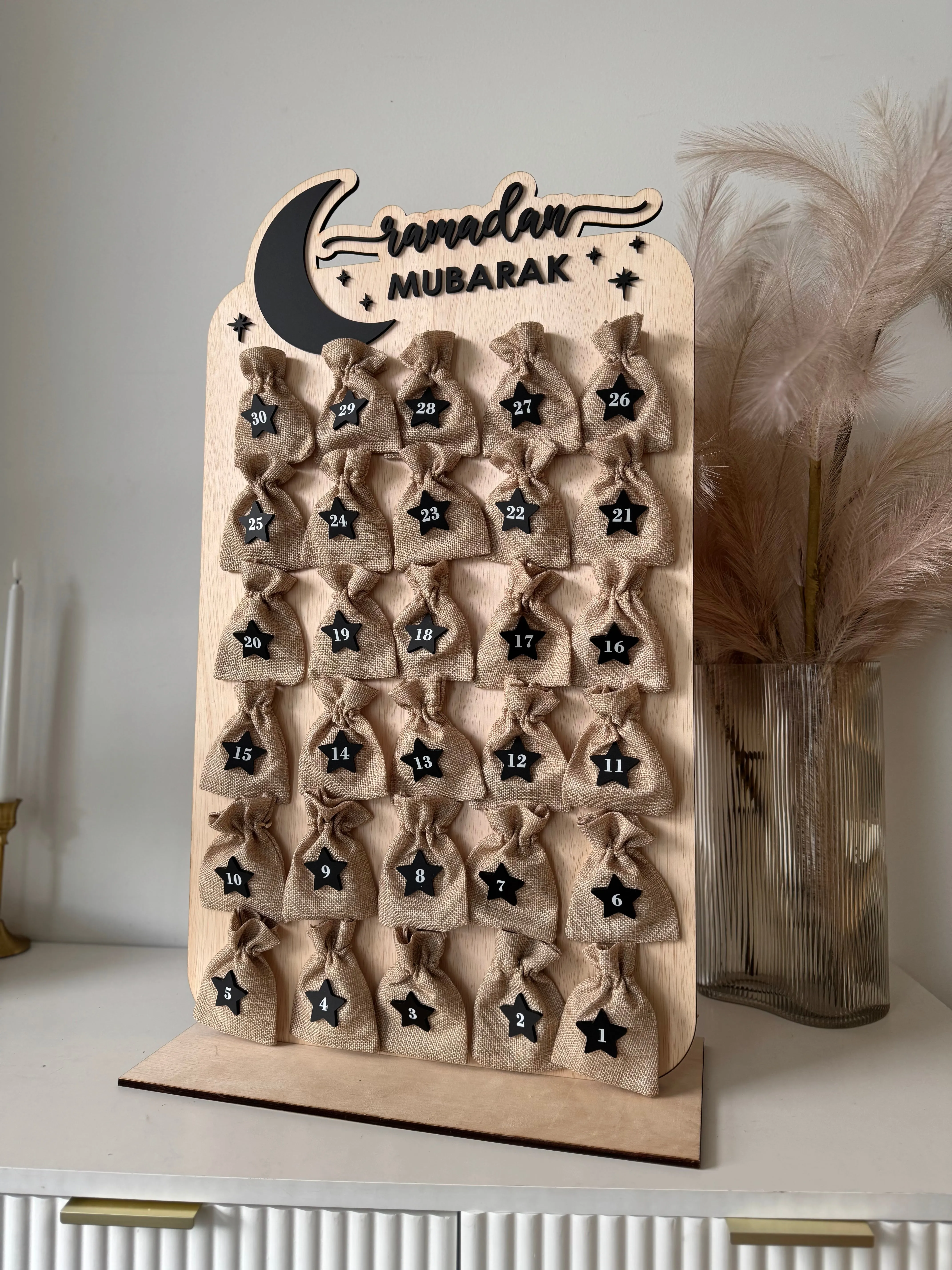 Advent Ramadan Countdown Till Eid Freestanding with Bags - black