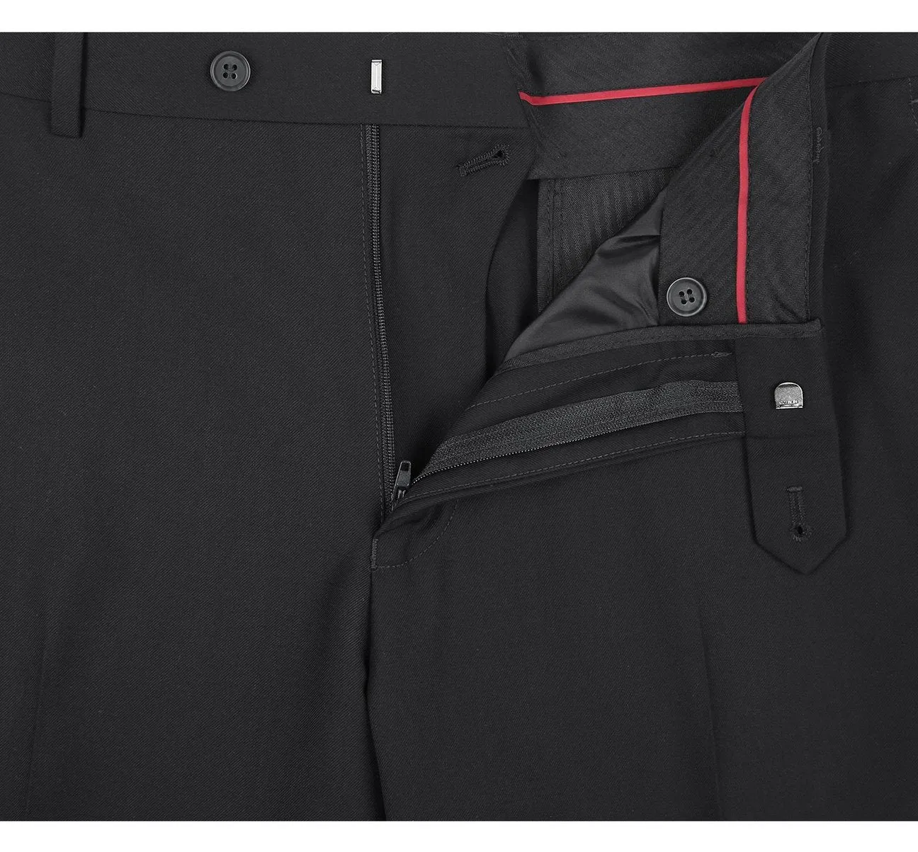 Alessandro Vitello by Renoir Black Classic Fit Flat Front Suit Separate Pants 201-1