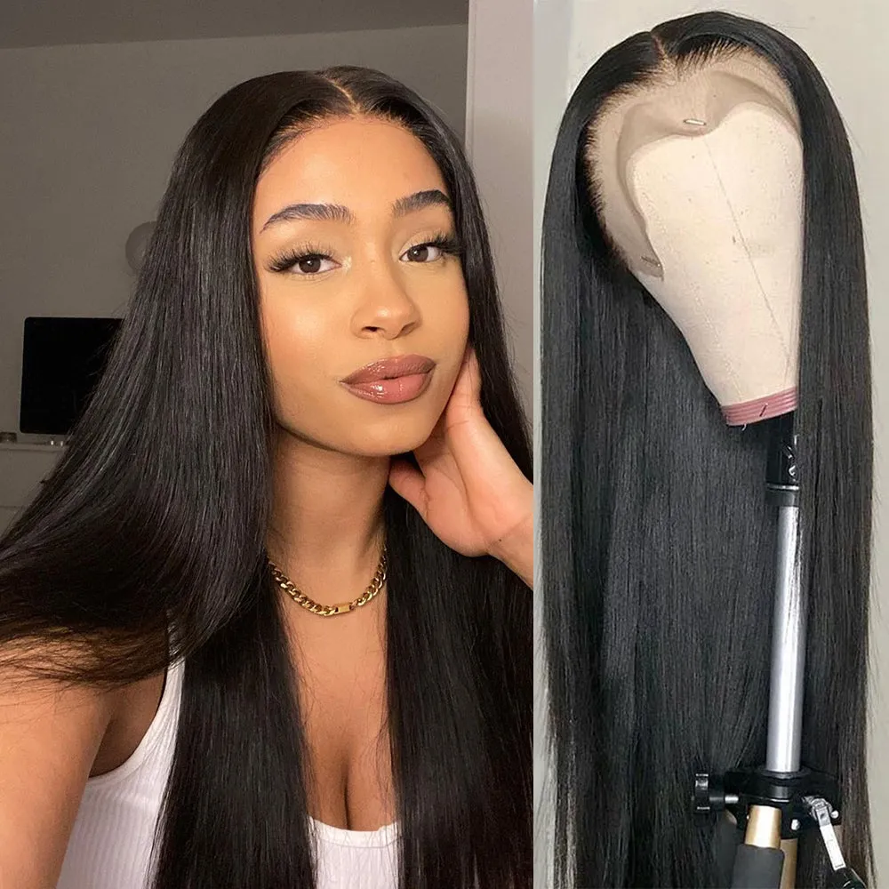 Angie Queen 13x4 Lace Front Wigs Peruvian Straight Human Hair Wigs 180% Density Pre-plucked