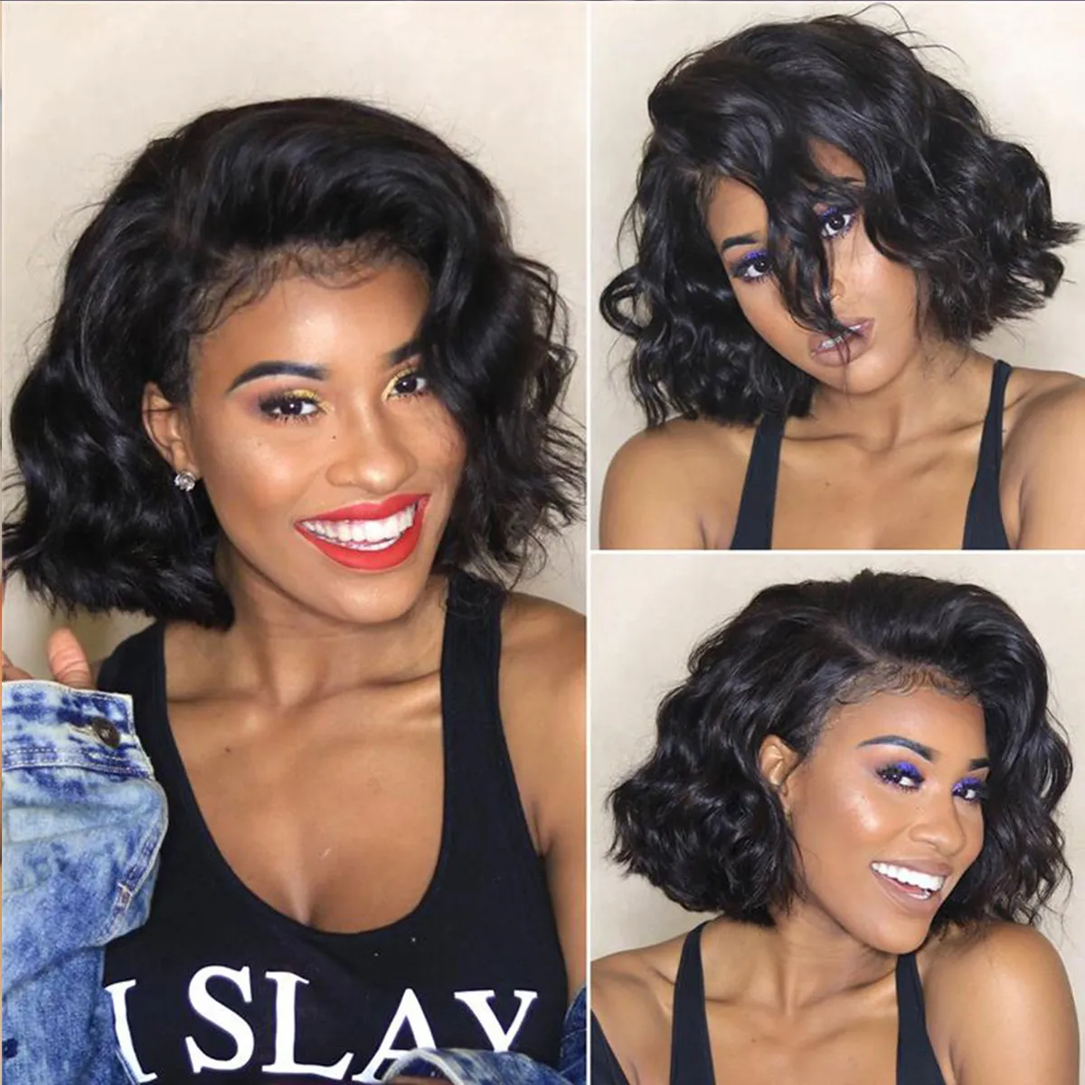 Angie Queen Loose Deep Wave 5x5 Glueless Bob Wig HD Lace Closure Wig / Flash Deals