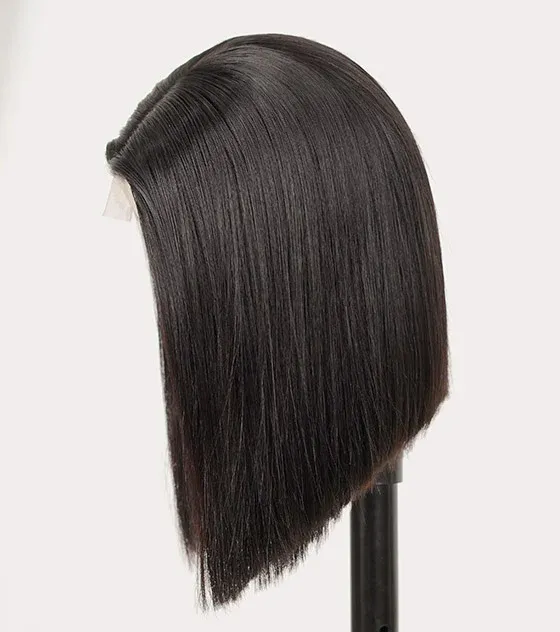 Angie Queen Silky Straight 4X4 Transparent Lace Closure Bob Wig 10-16 inch Natural hairline