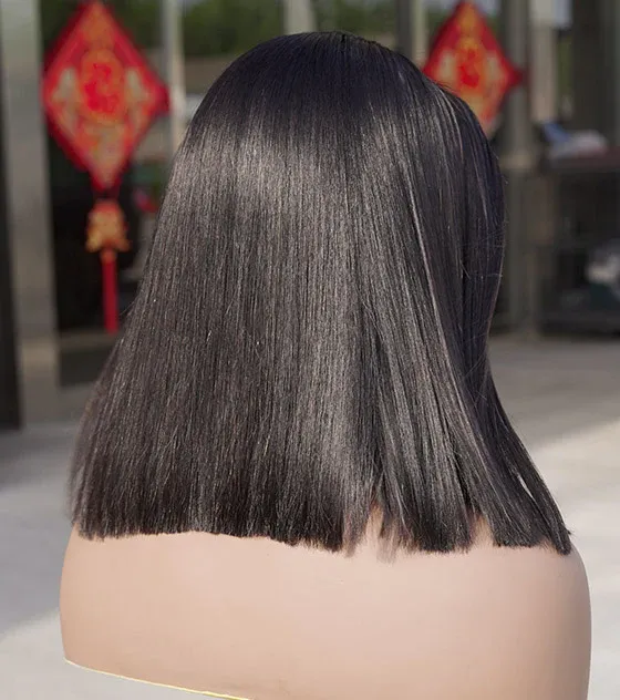 Angie Queen Silky Straight 4X4 Transparent Lace Closure Bob Wig 10-16 inch Natural hairline