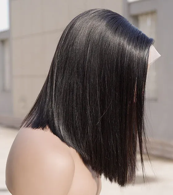 Angie Queen Silky Straight 4X4 Transparent Lace Closure Bob Wig 10-16 inch Natural hairline