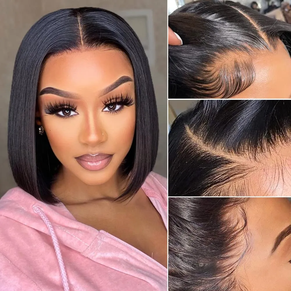 Angie Queen Straight 13x4 HD/Transparent Bob Front Wigs 200% Density