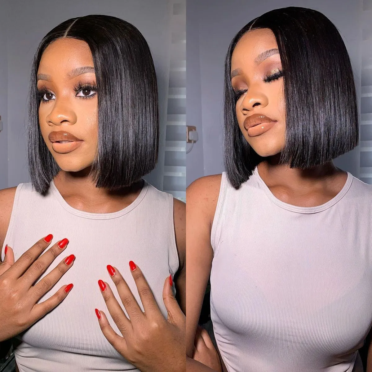 Angie Queen Straight 13x4 HD/Transparent Bob Front Wigs 200% Density