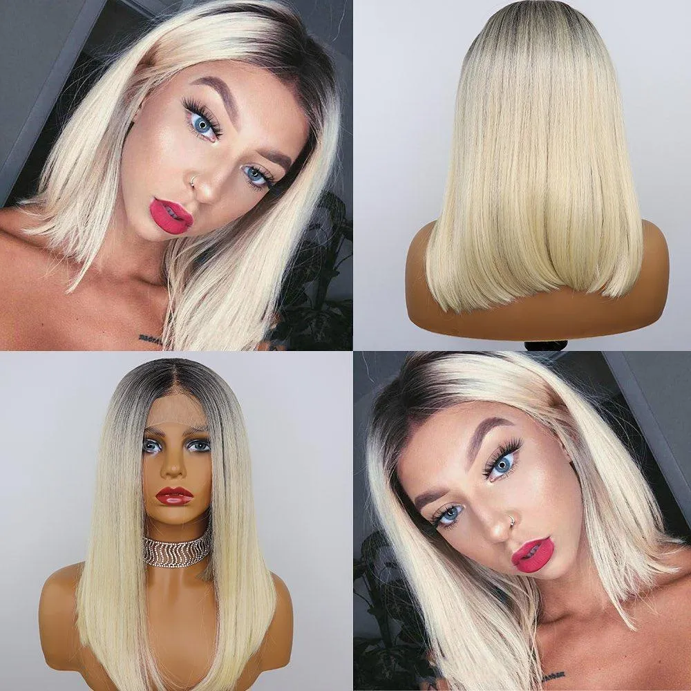 Angie Queen T1b/613 Straight T Part Lace Bob Wig