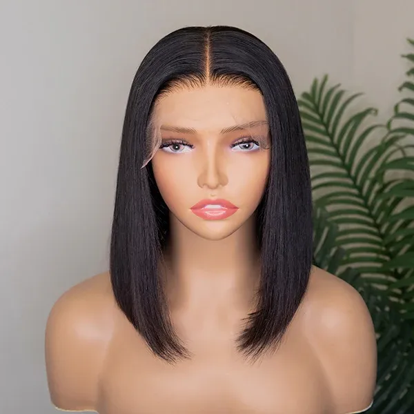 Angie Queen Transparent Lace Glueless 5x5 Closure Bob Wig Pre Plucked