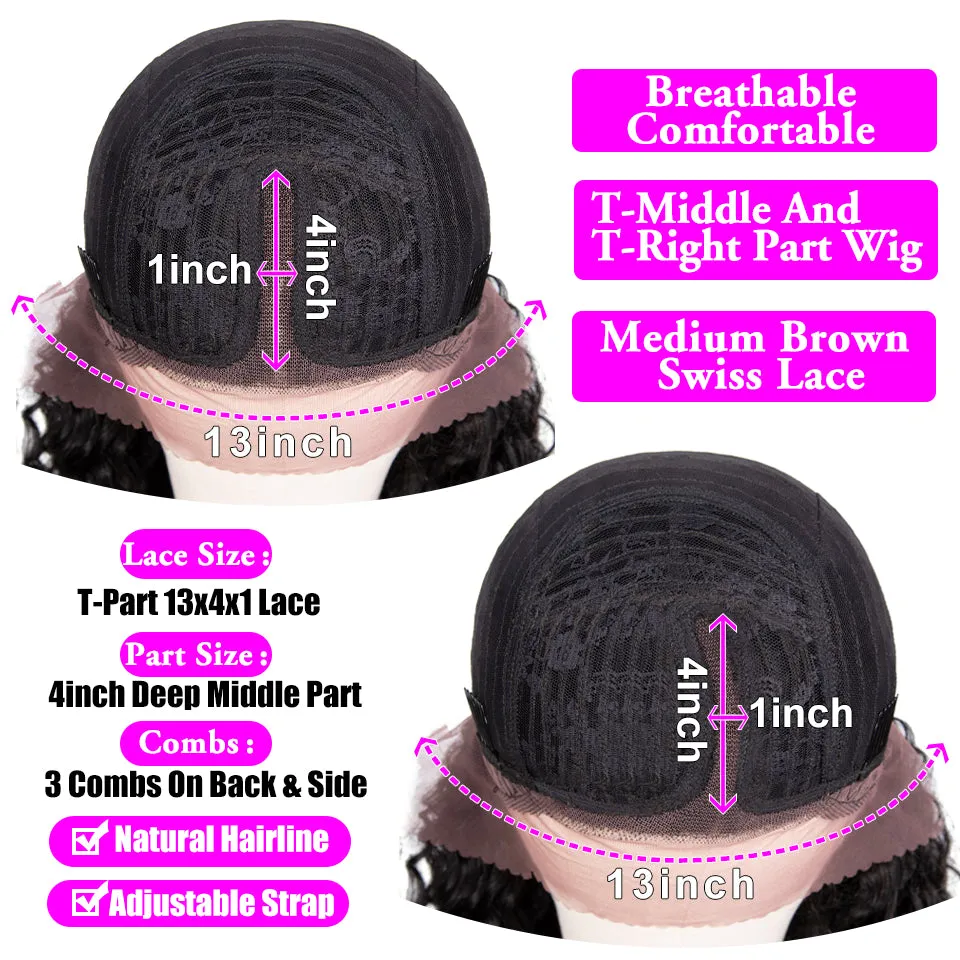 AngieQueen 13x4 T Part Lace Front Wigs Brazilian Silky Straight Human Hair Wigs 180% Density Pre-plucked