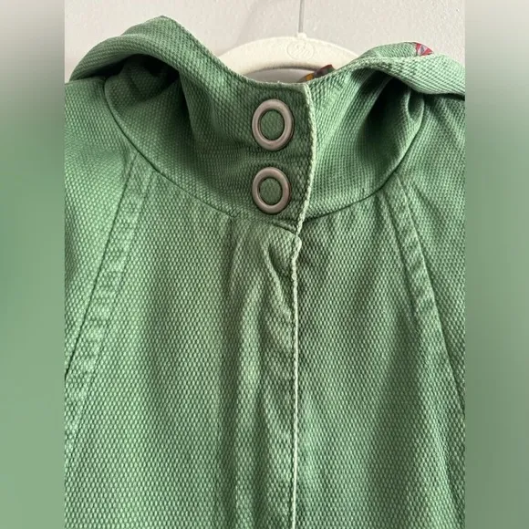 Anthropologie green zip hooded jacket w/cute colorful lining - boho fall size M