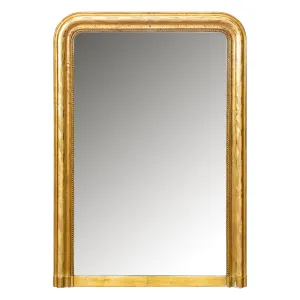 Antique French Bright Gold Gilt Louis Philippe Mirror with Floral Details