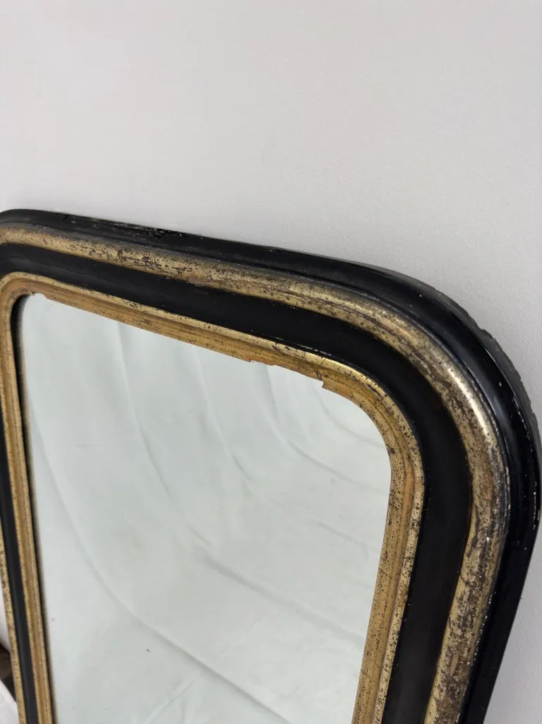 Antique French Distressed Black/Gold Louis Philippe Mirror