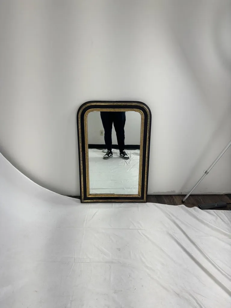 Antique French Distressed Black/Gold Louis Philippe Mirror