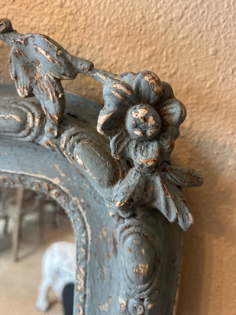 Antique French Distressed Blue Louis Philippe Mirror