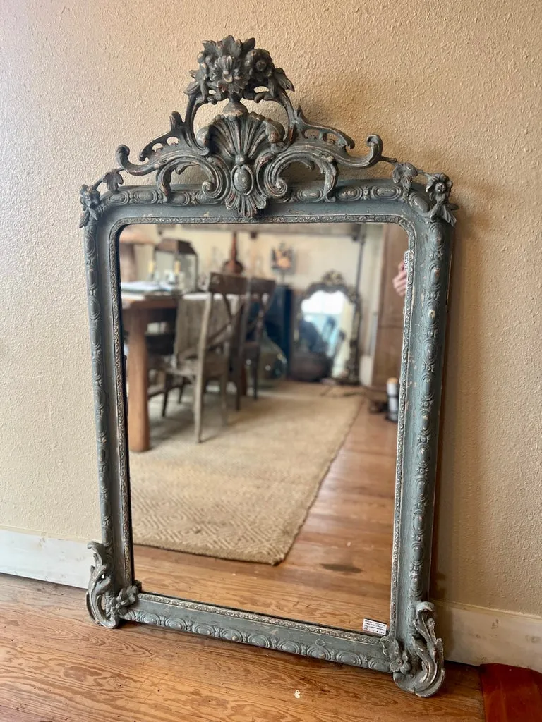 Antique French Distressed Blue Louis Philippe Mirror