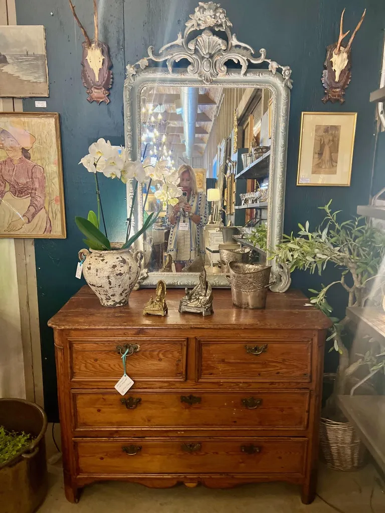 Antique French Distressed Blue Louis Philippe Mirror
