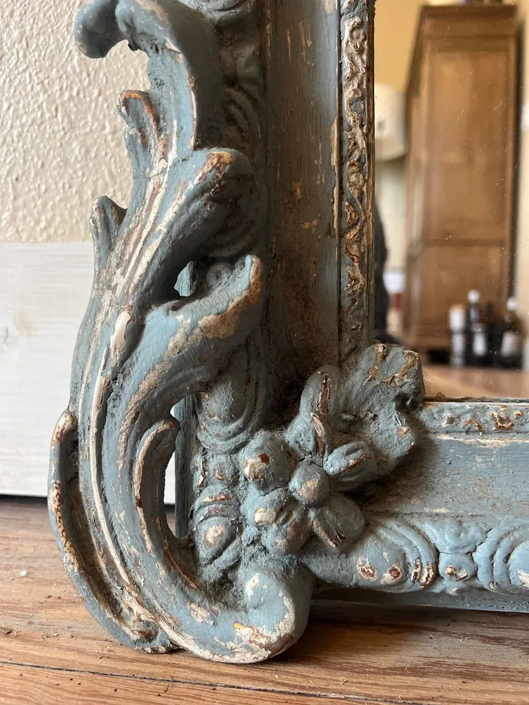 Antique French Distressed Blue Louis Philippe Mirror