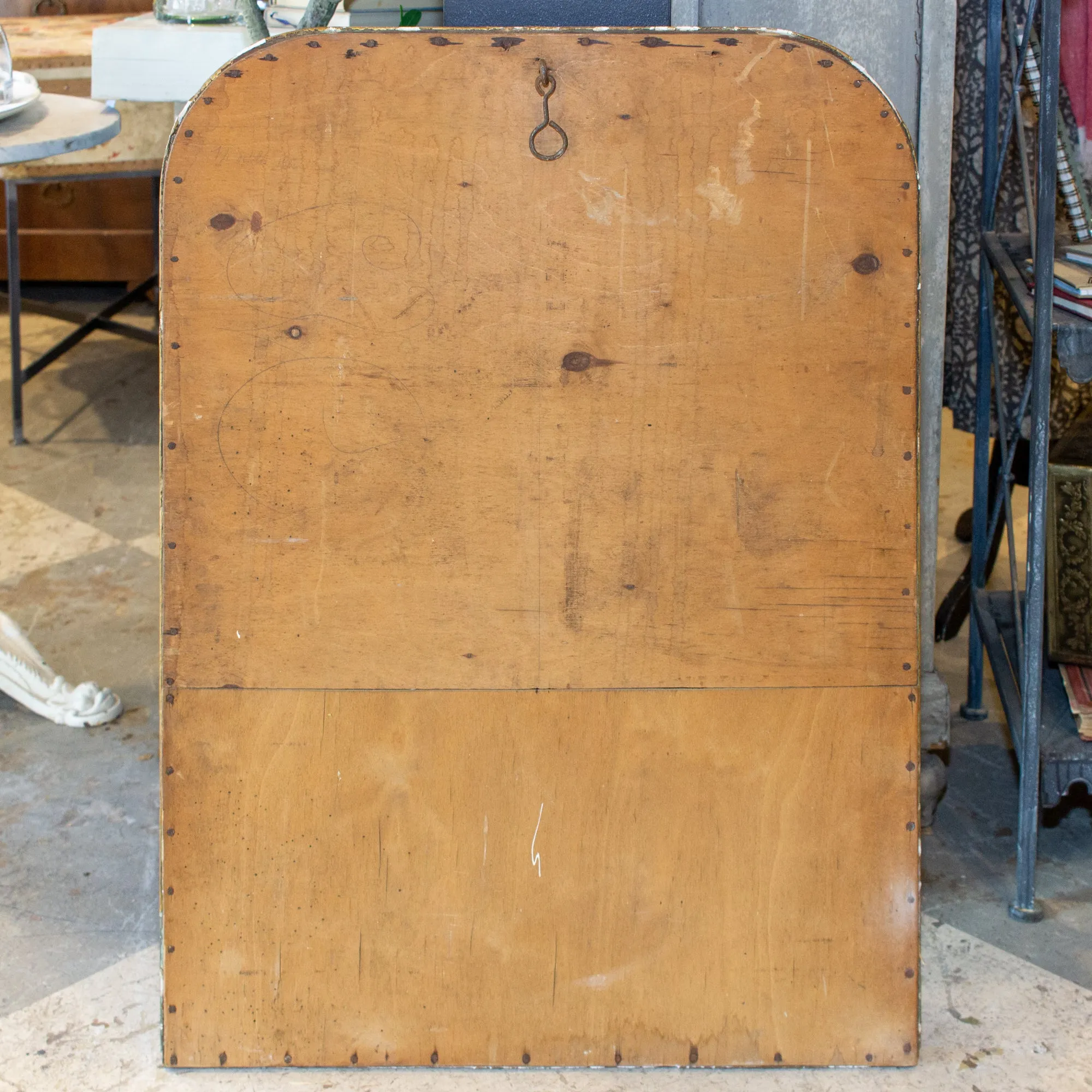 Antique French Distressed Gilt Finish Louis Philippe Mirror with Floral Details