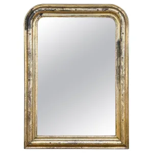 Antique French Distressed Gilt Louis Philippe Mirror with Floral Details