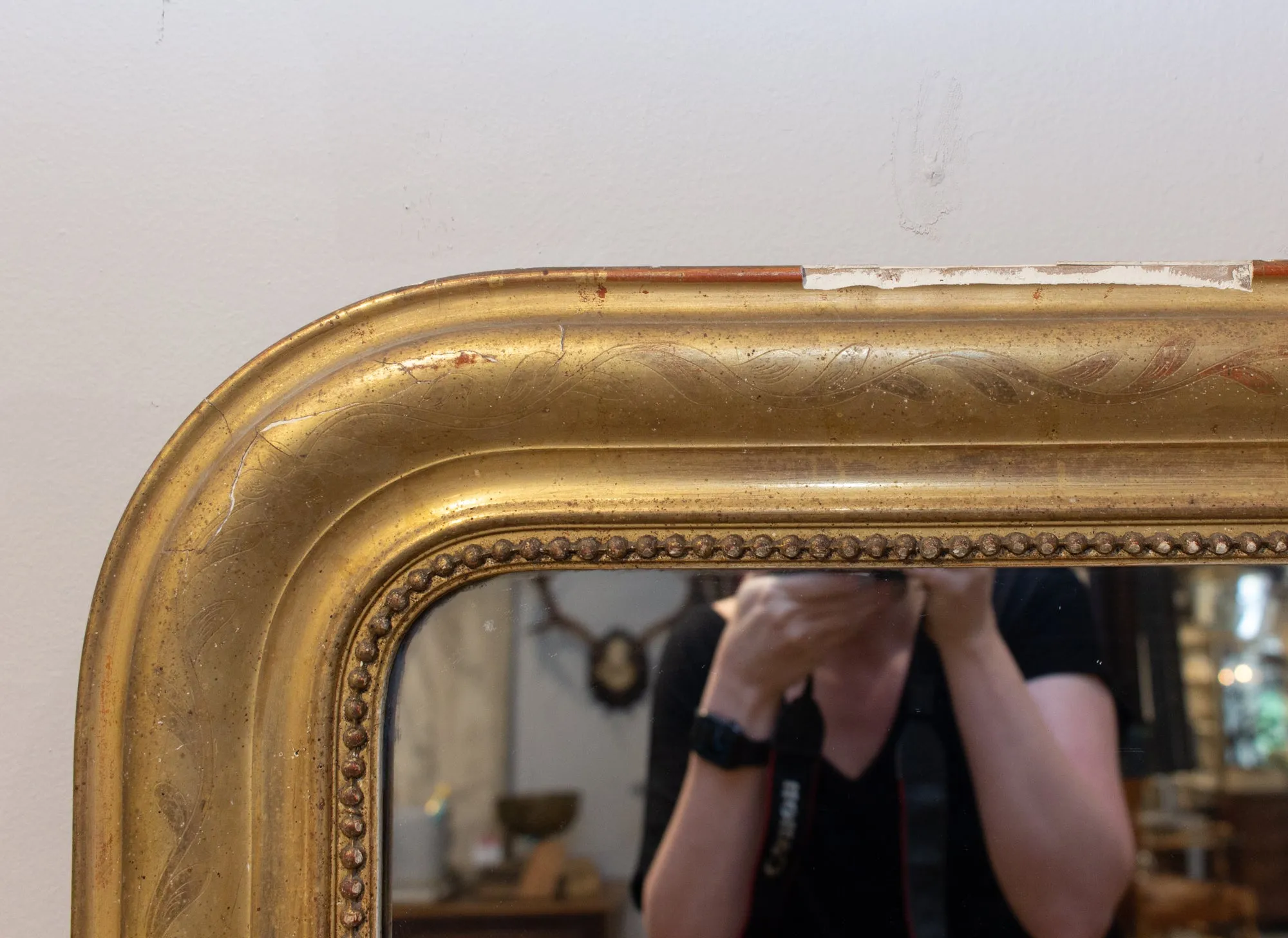 Antique French Gilt Louis Philippe Mirror with Floral Decoration