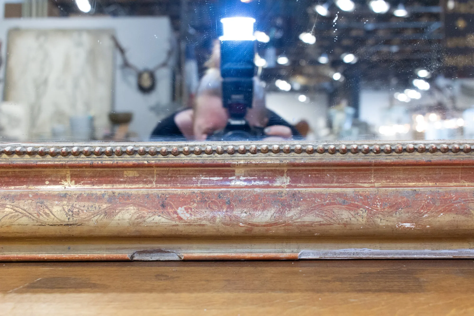 Antique French Gilt Louis Philippe Mirror with Floral Decoration