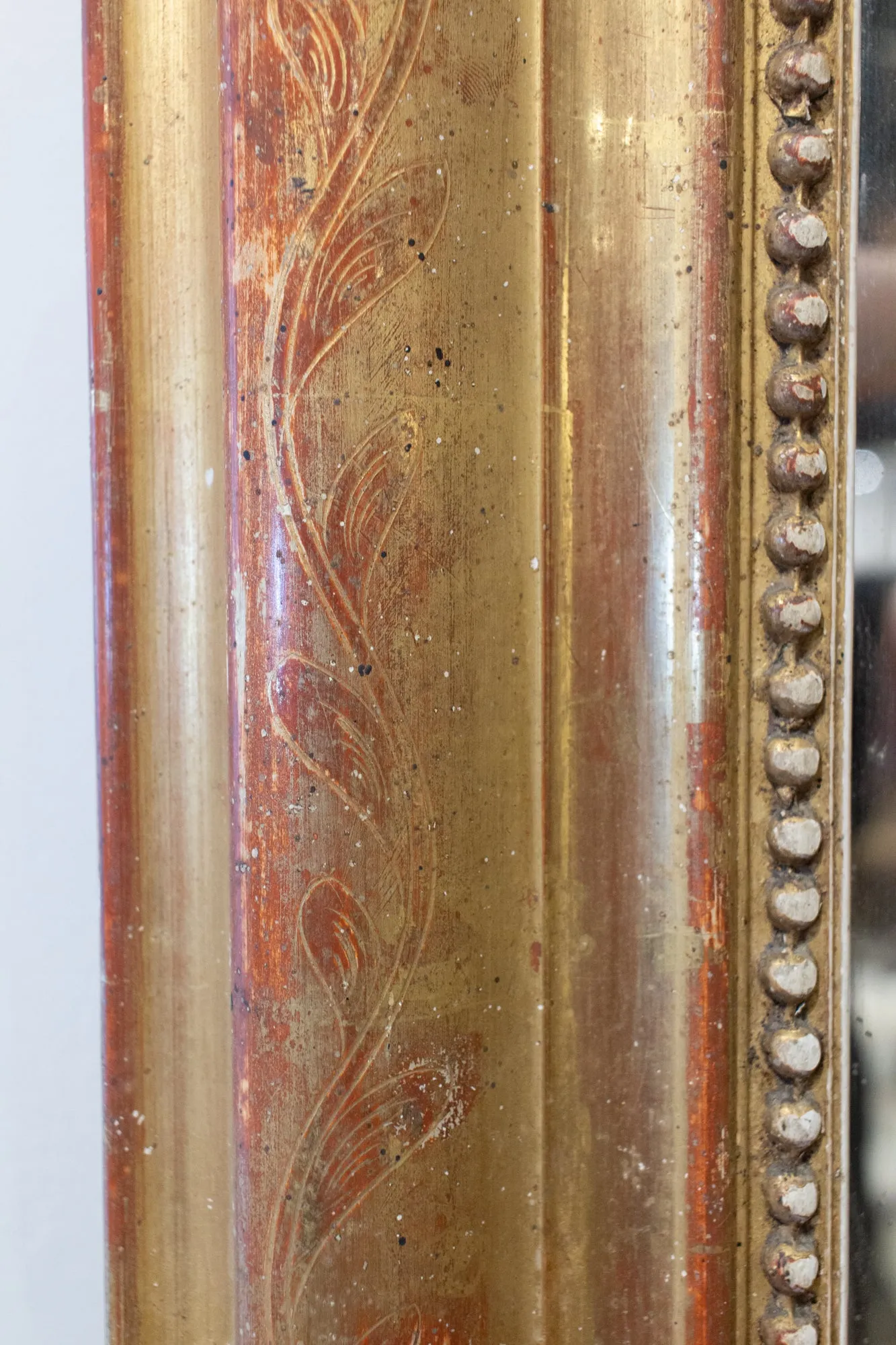 Antique French Gilt Louis Philippe Mirror with Floral Decoration