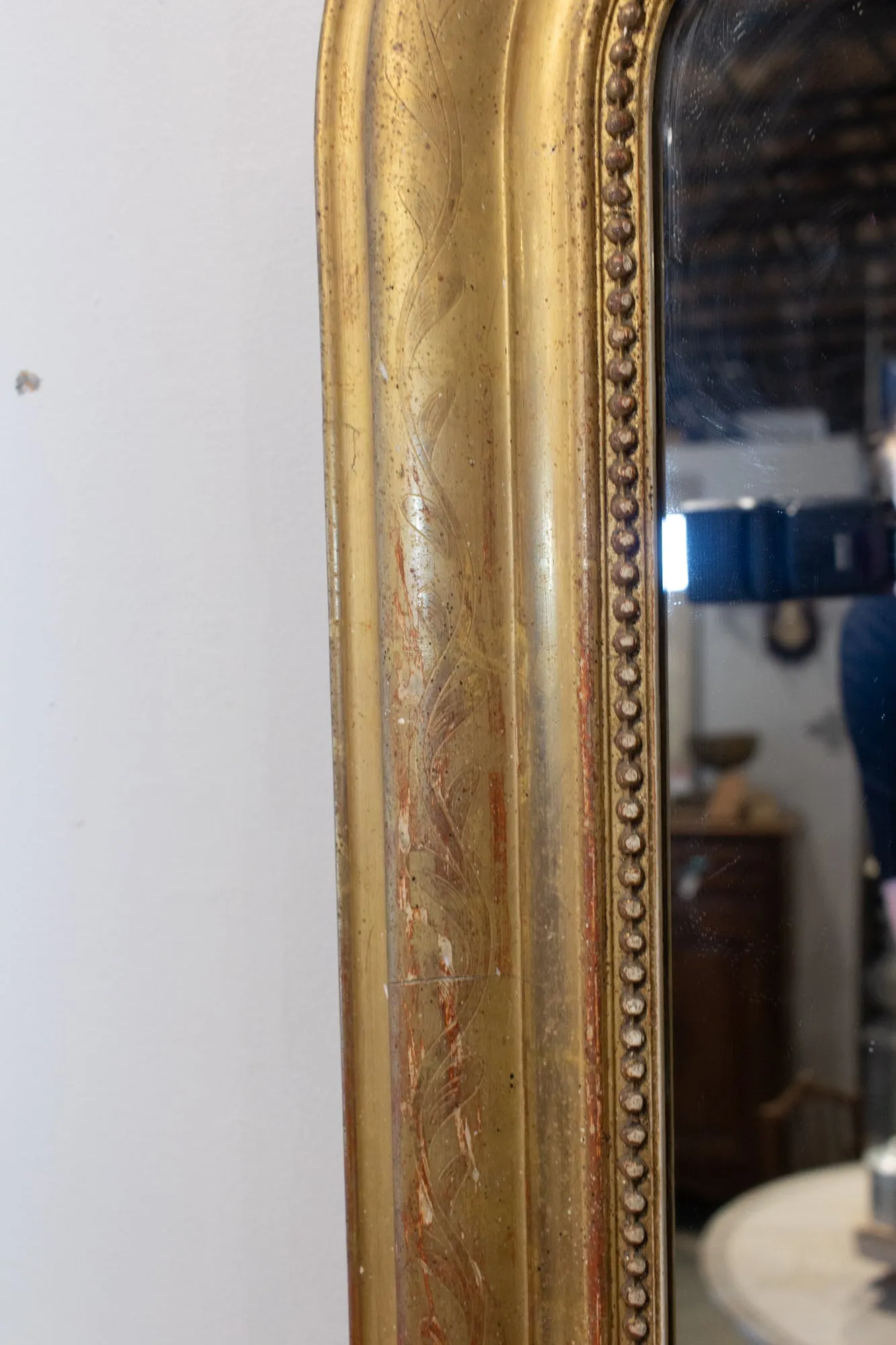 Antique French Gilt Louis Philippe Mirror with Floral Decoration