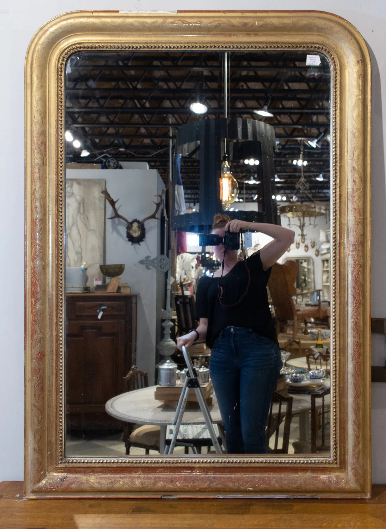 Antique French Gilt Louis Philippe Mirror with Floral Decoration