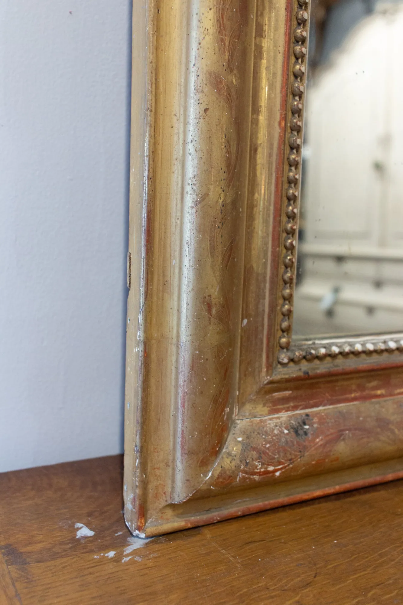 Antique French Gilt Louis Philippe Mirror with Floral Decoration