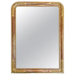 Antique French Gilt Louis Philippe Mirror with Floral Detail & Original Glass