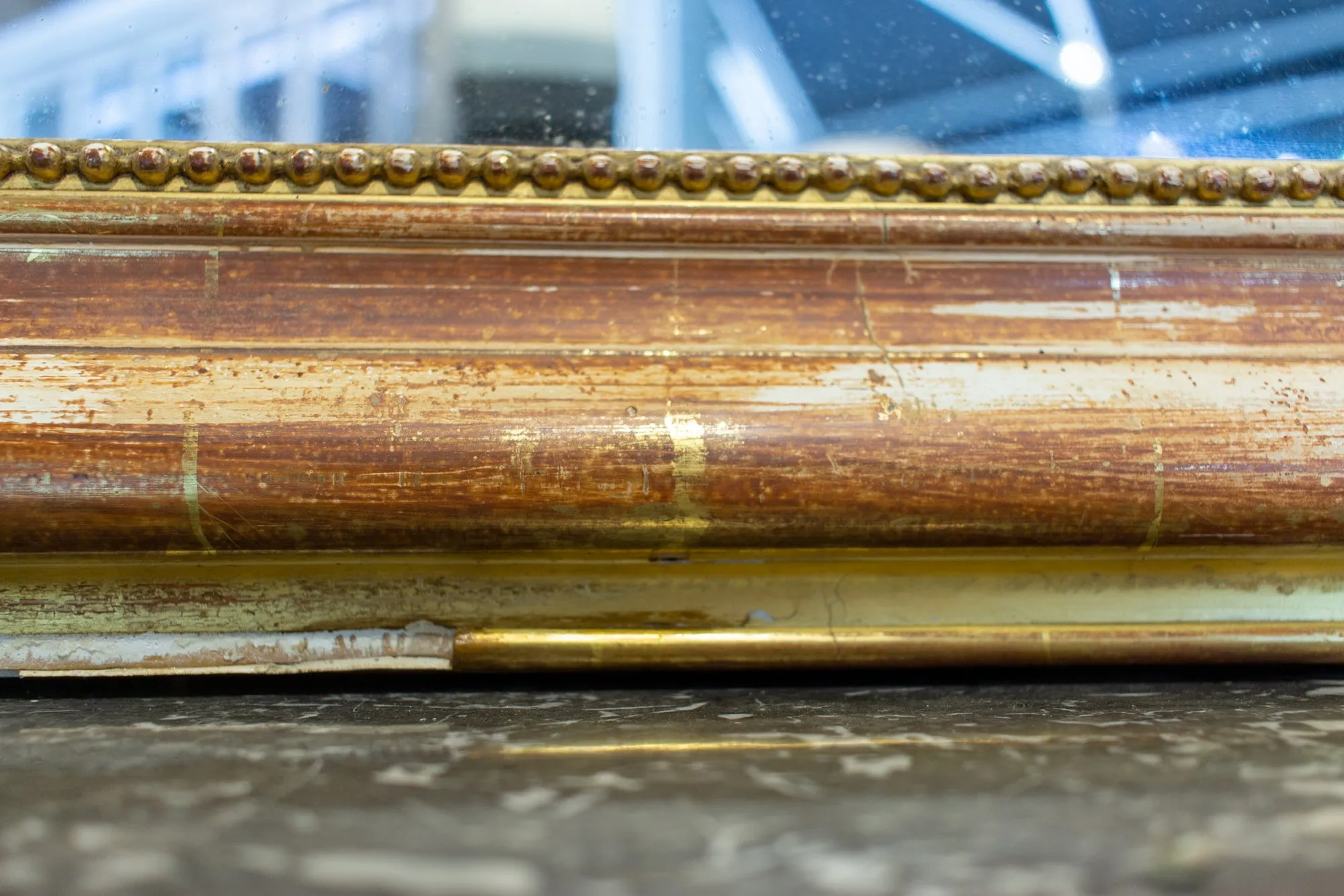 Antique French Gilt Louis Philippe Mirror with Floral Detail & Original Glass