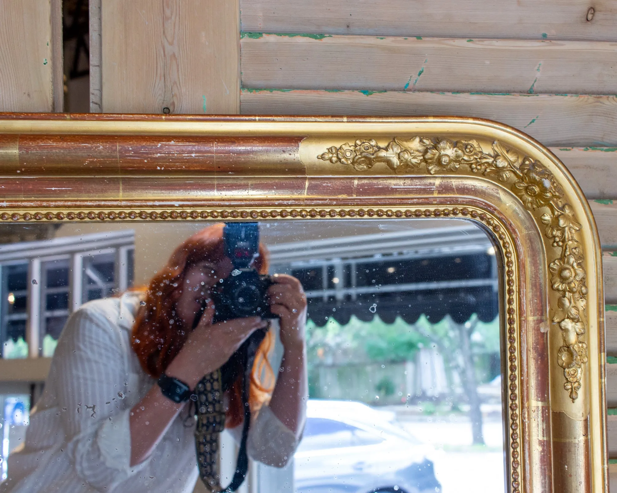 Antique French Gilt Louis Philippe Mirror with Floral Detail & Original Glass