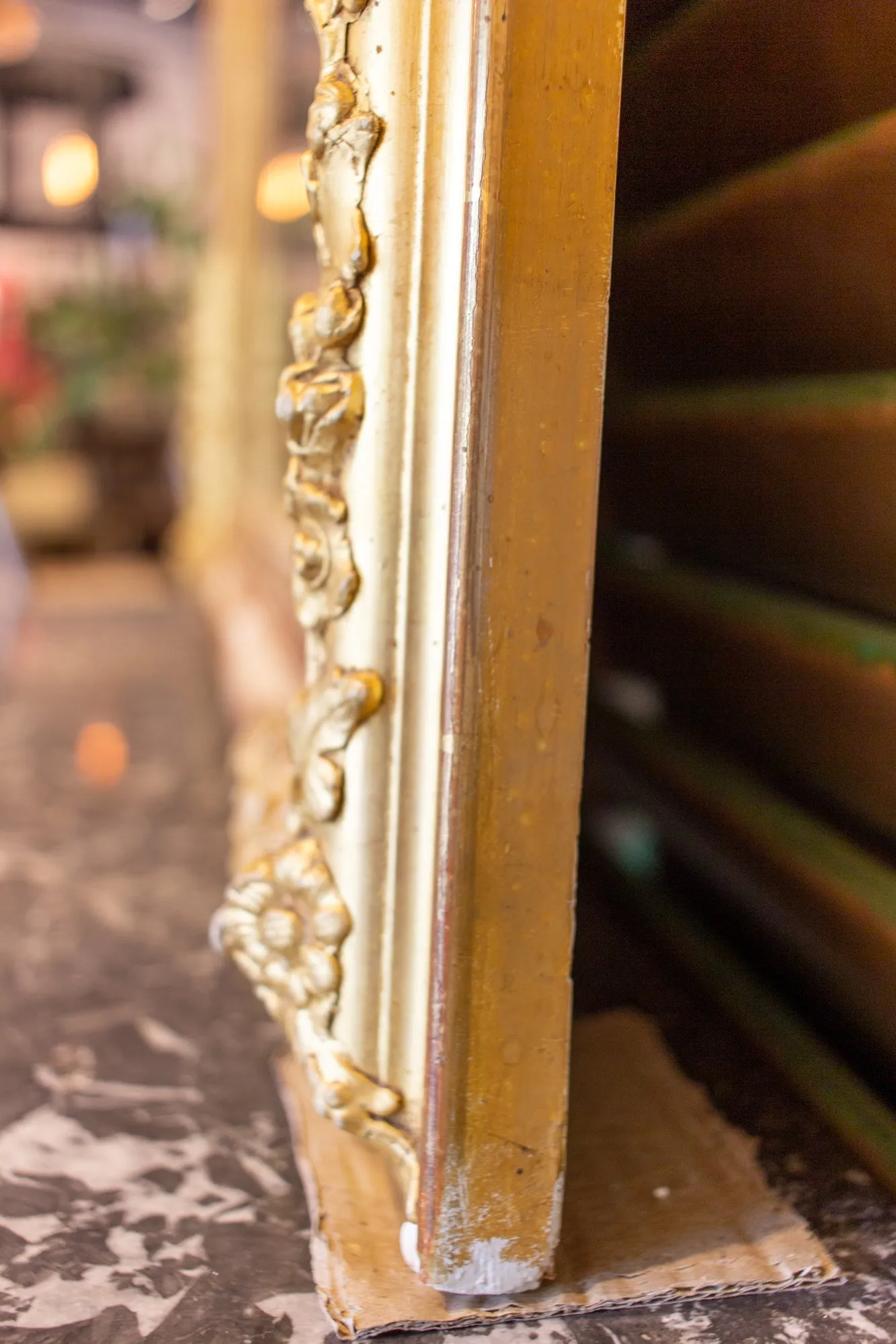 Antique French Gilt Louis Philippe Mirror with Floral Detail & Original Glass