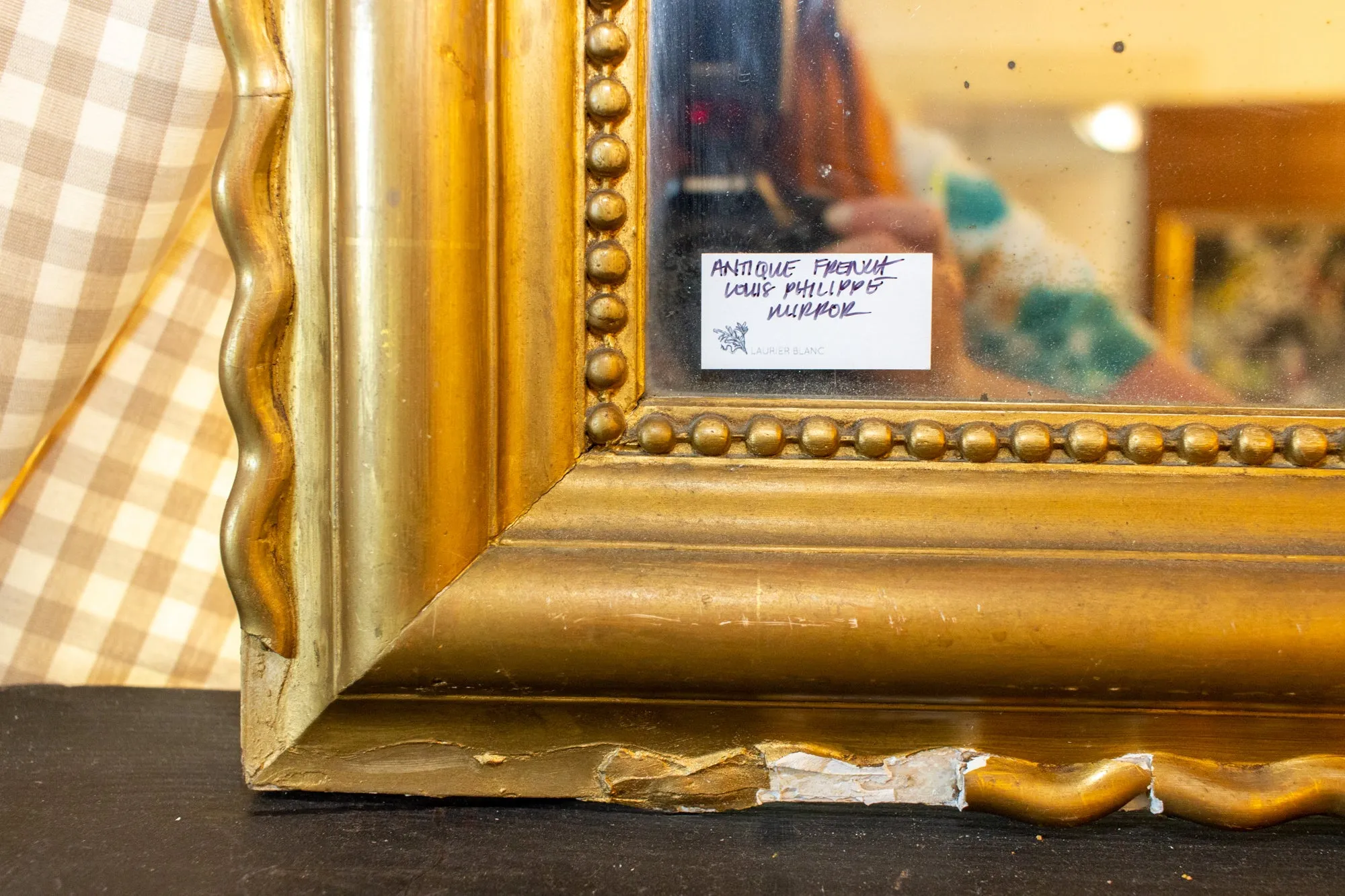 Antique French Gilt Scallop Edge Louis Philippe Mirror with Original Glass