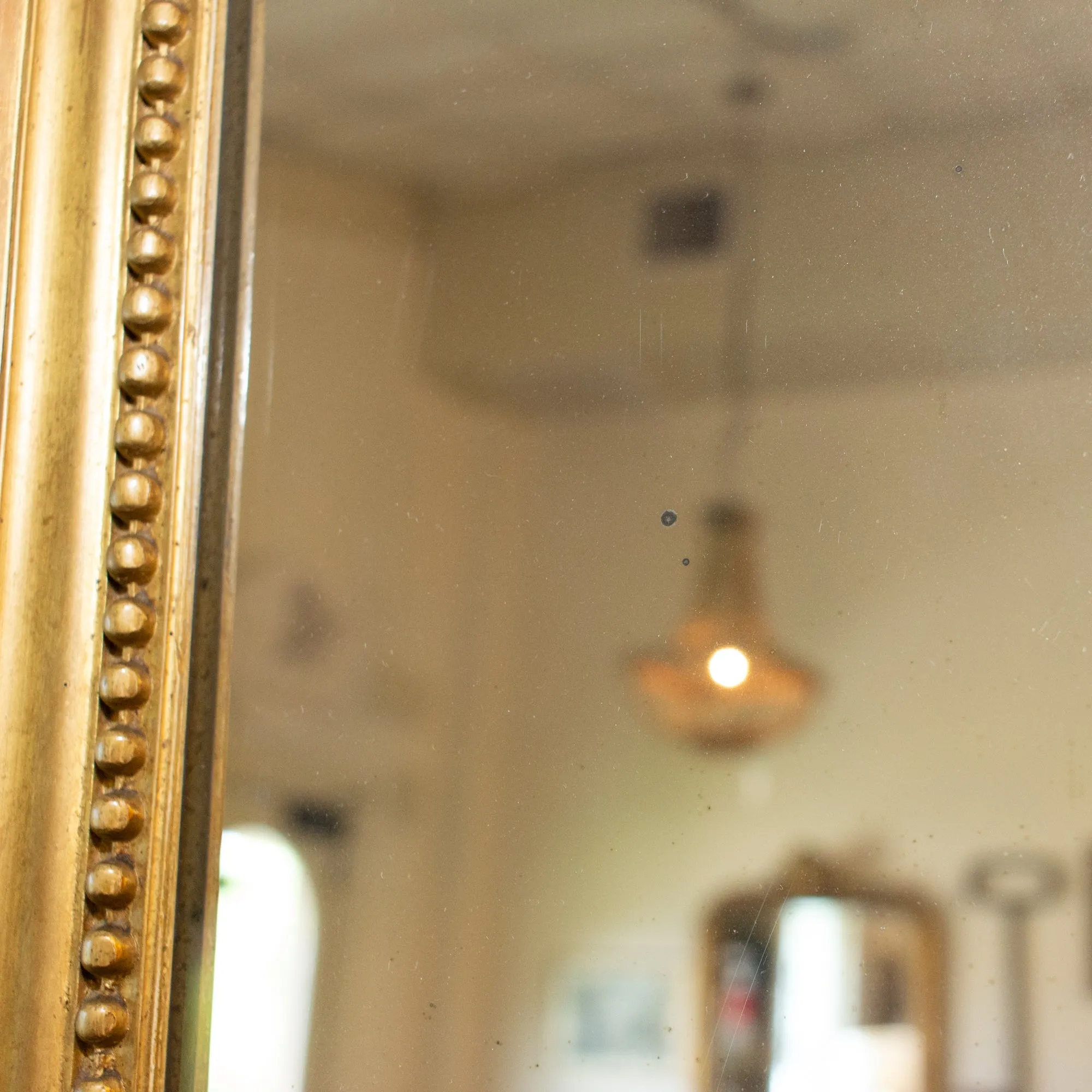 Antique French Gilt Scallop Edge Louis Philippe Mirror with Original Glass