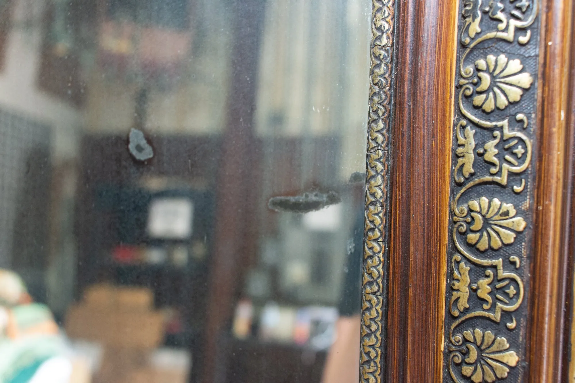 Antique French Louis Philippe Mirror with Gilt Edge and Original Glass
