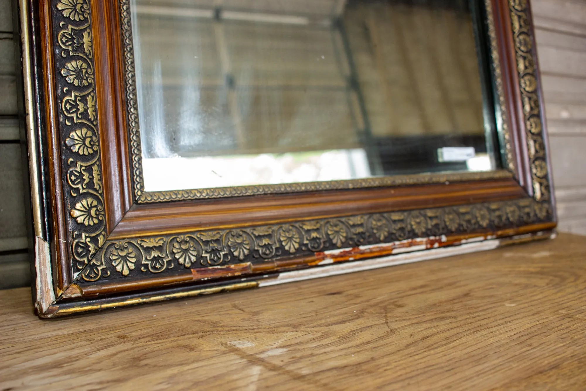 Antique French Louis Philippe Mirror with Gilt Edge and Original Glass