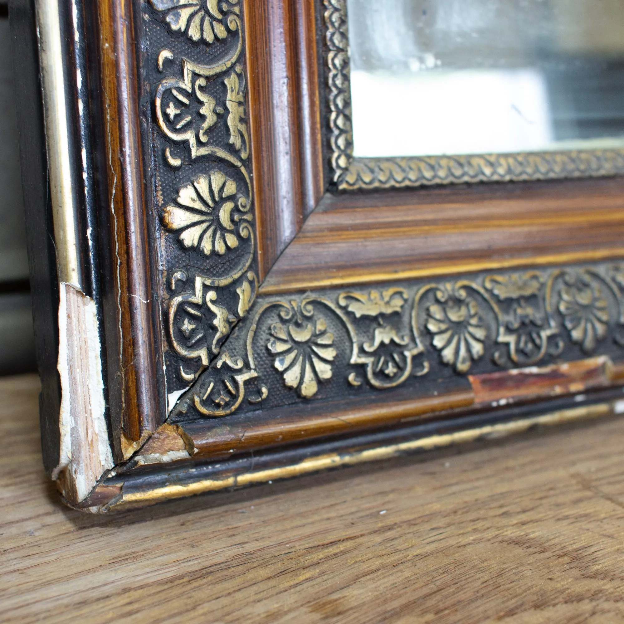 Antique French Louis Philippe Mirror with Gilt Edge and Original Glass