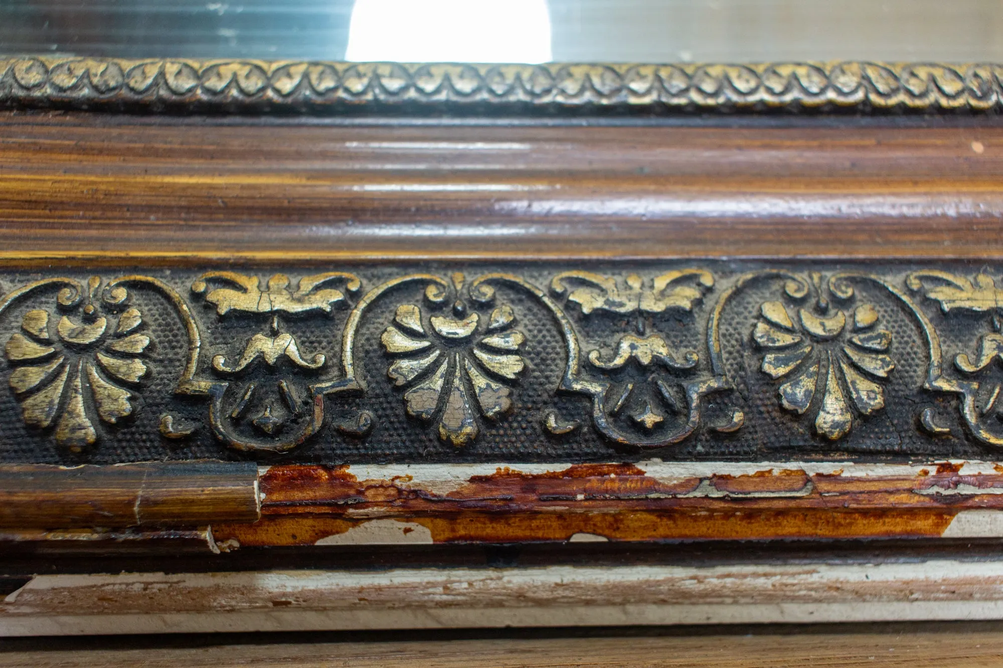 Antique French Louis Philippe Mirror with Gilt Edge and Original Glass