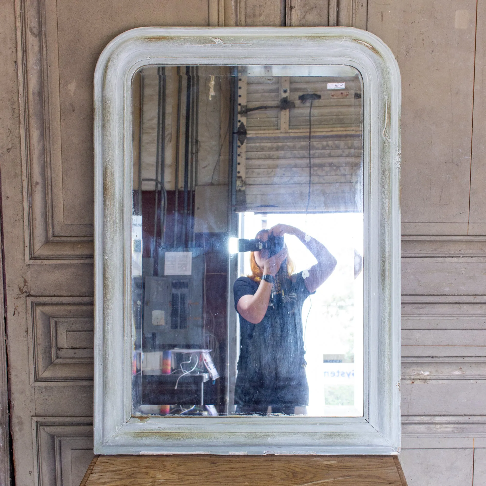 Antique French Painted Louis Philippe Mirror with Beveled Glass