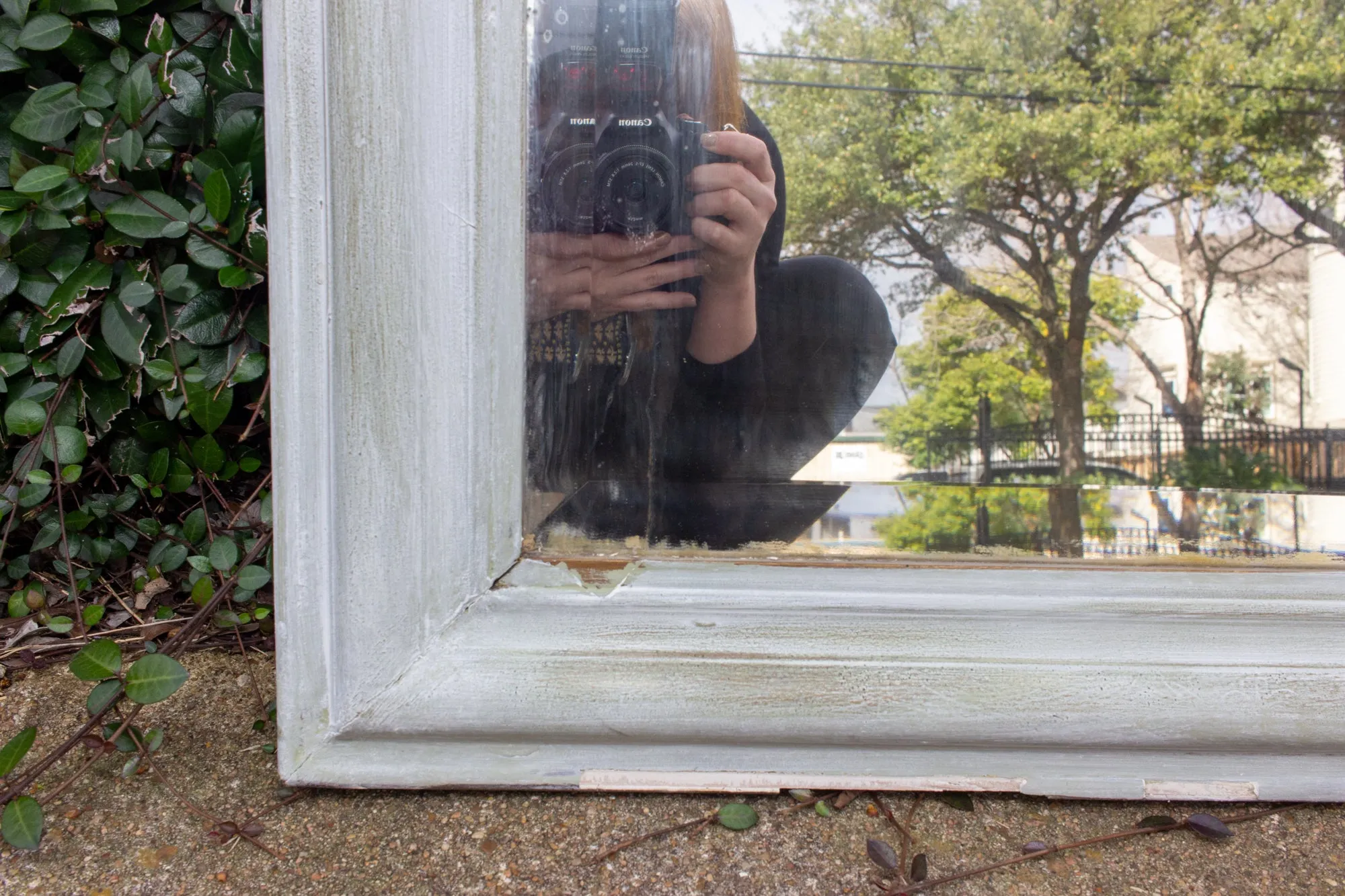 Antique French Painted Louis Philippe Mirror with Beveled Glass