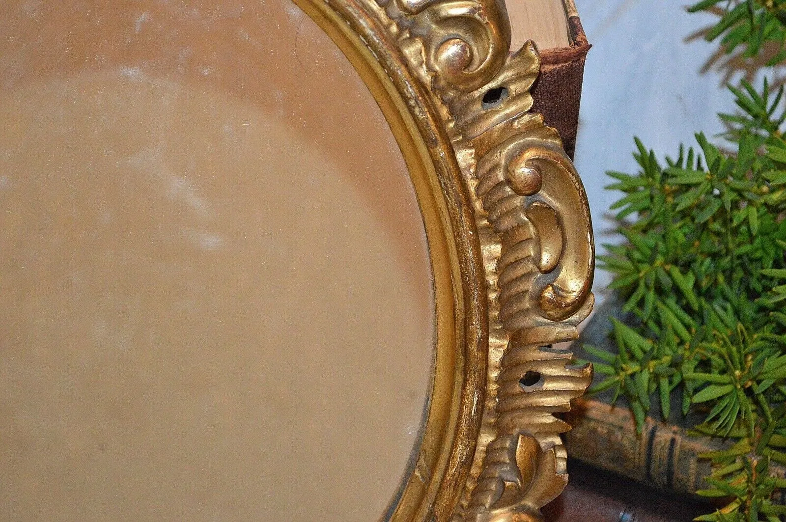Antique French Paris Oval Mirror Gilt Florentine Wood Wall Mount A. Jousseaume