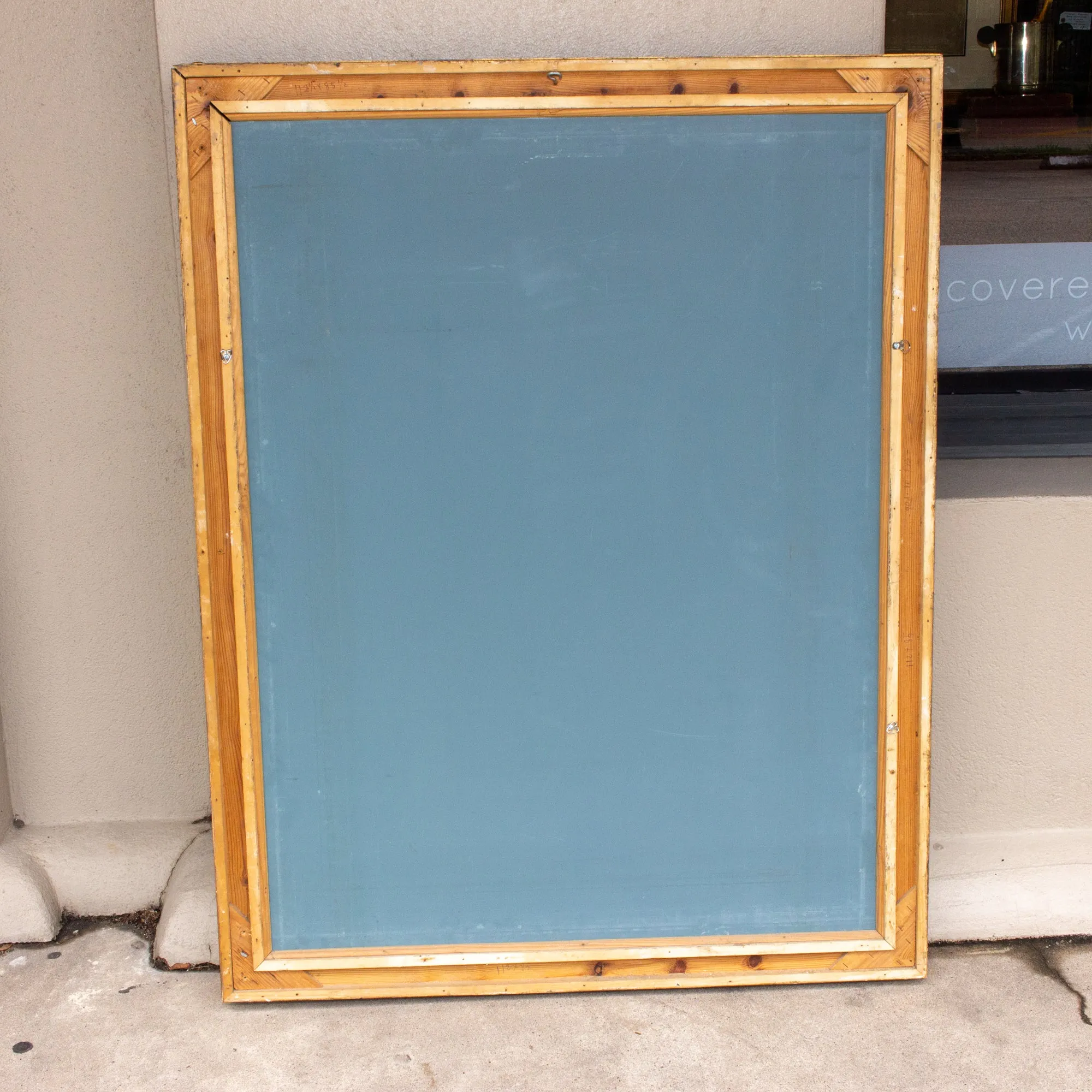 Antique French Rectangular Floral & Gilt Frame Mirror with Beveled Glass Detail