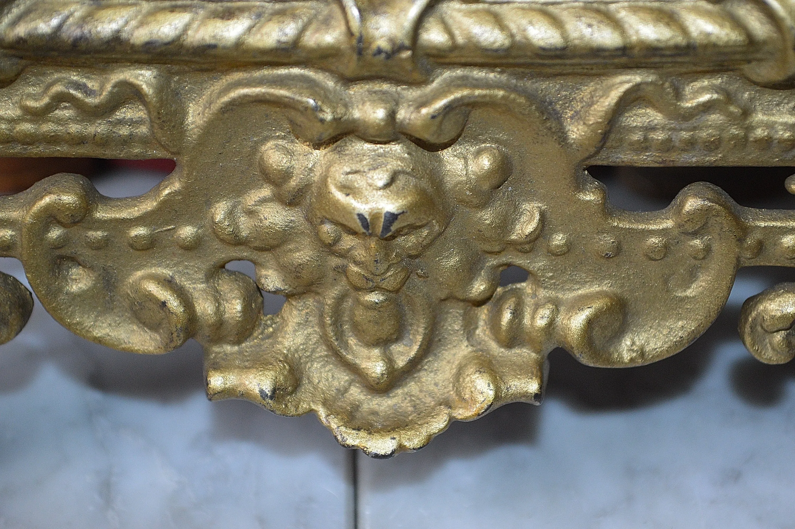 Antique French Standing Mirror Frame Lion Gargoyle Griffins Gilt Bronze Finish